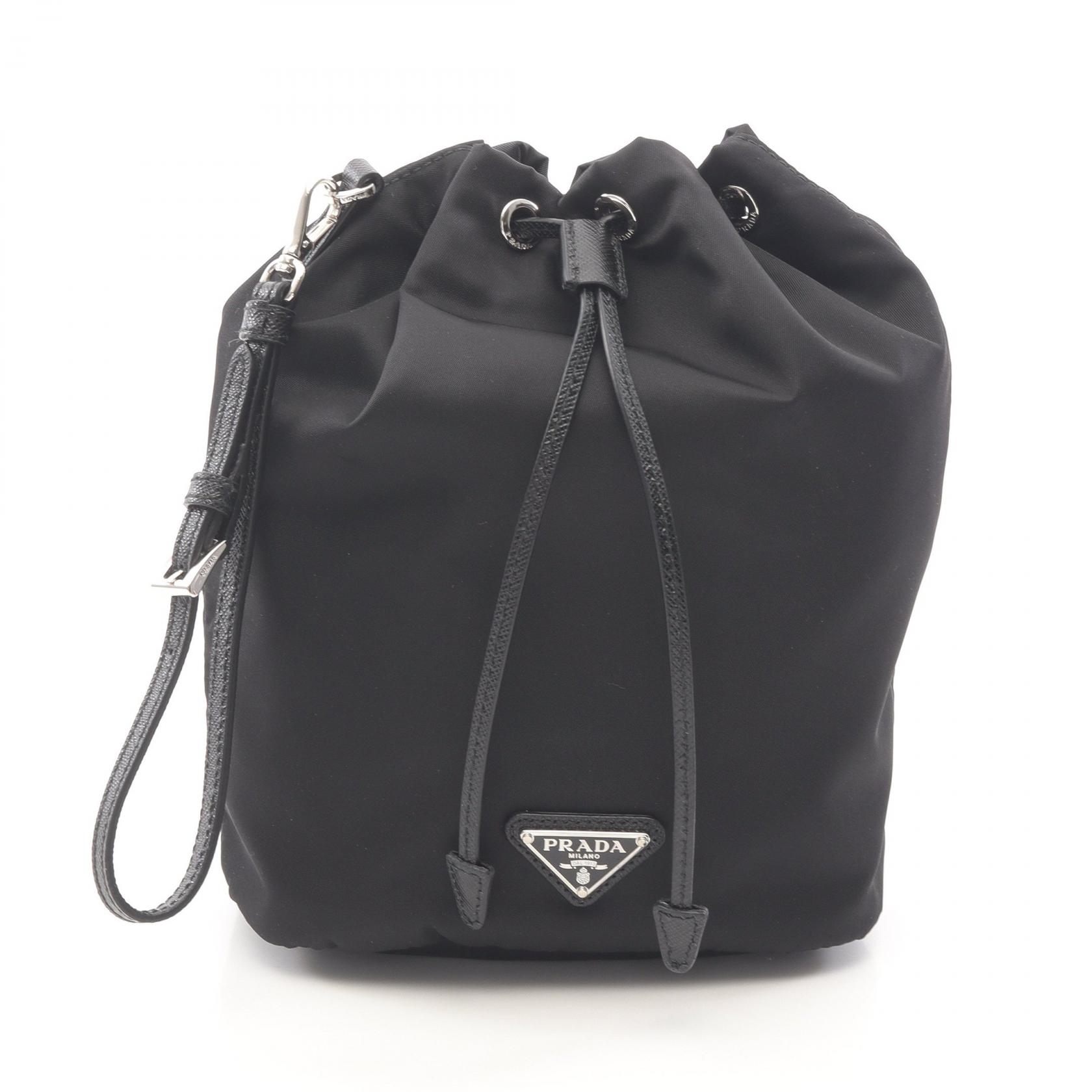 プラダ PRADA Re-Nylon ポーチ バッグ ナイロン サフィアーノレザー ブラック系 1NS369R067F0002 【新品】