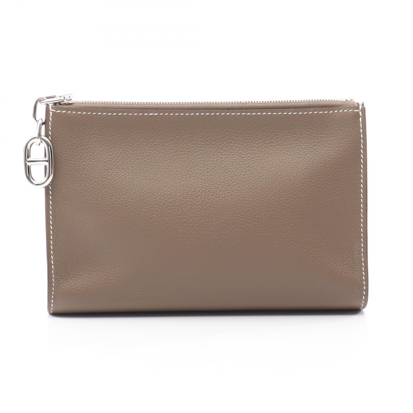 エルメス HERMES ジップアンゴーPM シェーヌダンクル ポーチ バッグ カーフ（牛革） エヴァーカラー ヴォーエヴァーカラー ベージュ系 【中古】