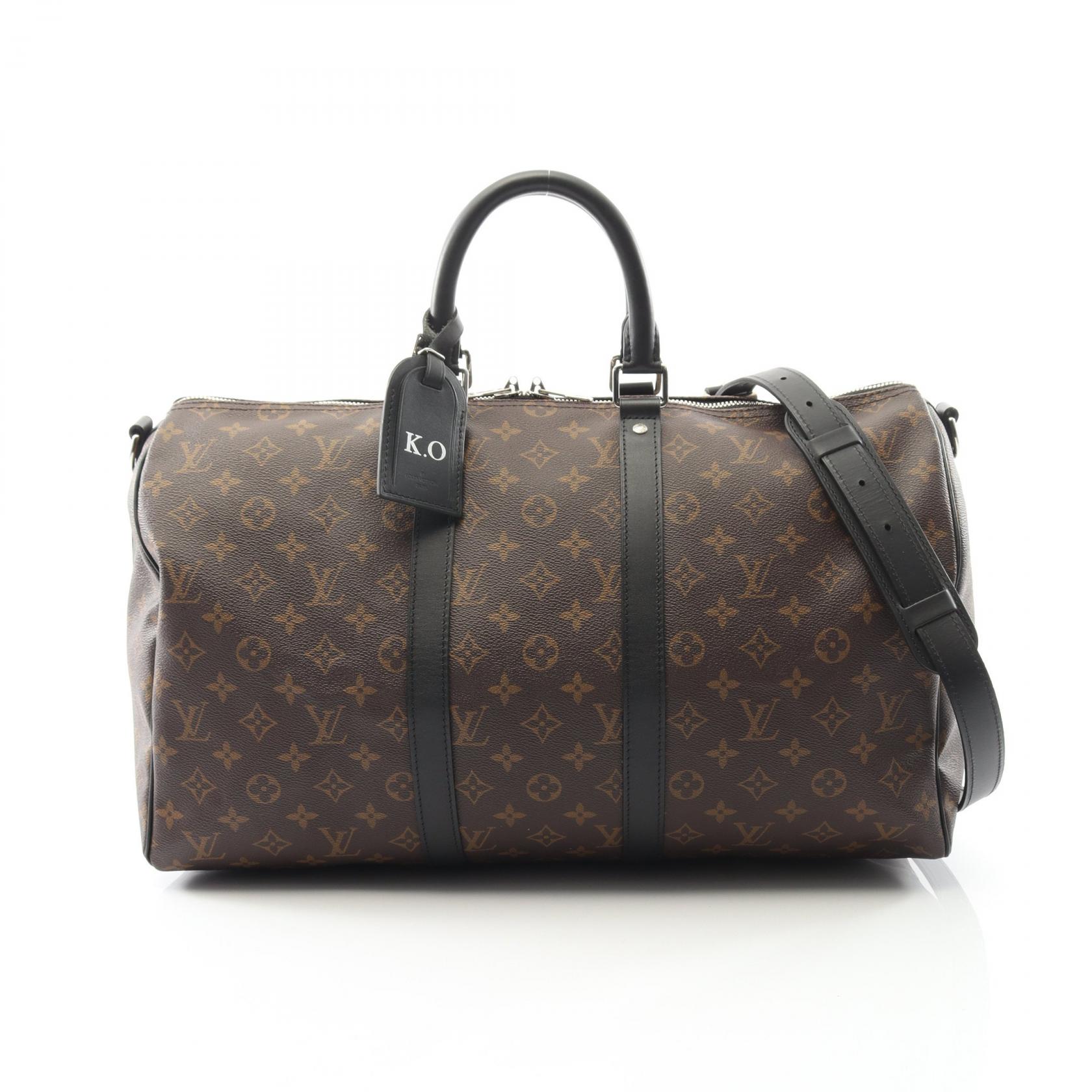 ルイ・ヴィトン LOUIS VUITTON キーポル バンドリエール 45 モノグラムマカサー ボストンバッグ バッグ PVCコーティングキャンバス レザー ブラウン系 / ブラック系 M56711 【中古】