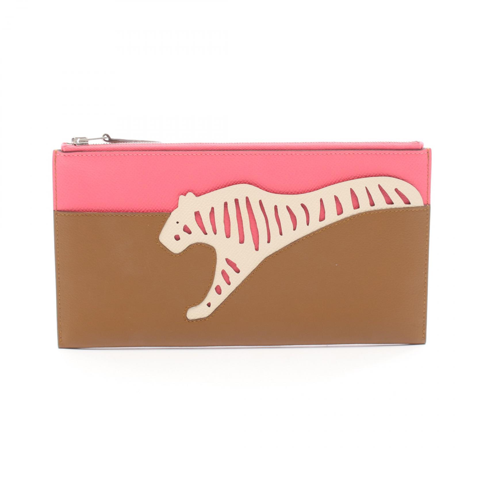 エルメス HERMES ルールー ポーチ クラフト ローズアザレ クレ ポーチ バッグ ヴォーエプソン / エバーカラー ヴォーエプソン ブラウン系 / ピンク系 / アイボリー系 【中古】