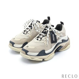 <strong>バレンシアガ</strong> BALENCIAGA TRIPLE S トリプルS スニーカー メッシュ レザー ベージュ ブラック 524039【中古】