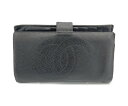【楽天スーパーSALE30%OFF】CHANEL キャビアスキン 2つ折り がま口 長財布 中古 送料無料