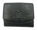 CHANEL シャネル キャビアスキン Wホック財布 中古 送料無料