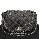 【中古】◆CHANEL シャネル ココマーク キルティングナイロン×ツイード調 チェーンショルダーバッグ◆ black /黒/ブラック/マトラッセ/肩掛け/レディース/鞄/訳あり