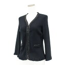 【中古】良好◆TO BE CHIC トゥービーシック カーディガン サイズ2◆ navy /紺/ネイビー/スパンコール/袖裾フリル/レディース/トップス