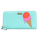 未使用品◆Kate spade ケイトスペード ラウンドファスナー長財布◆ green /緑/グリーン/レザー/ウォレット/レディース/服飾小物【中古】