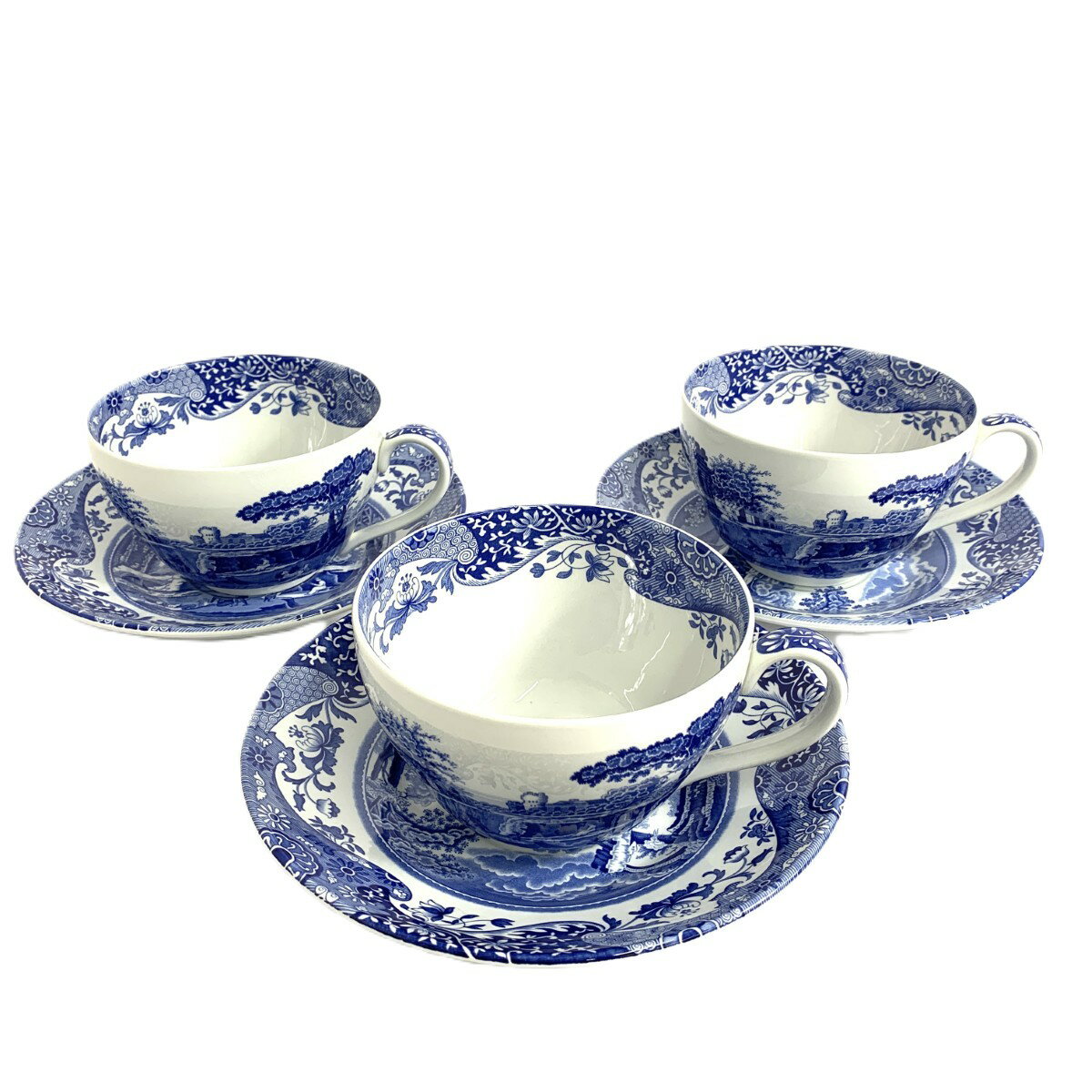 SPODE スポード カップ＆ソーサー/ブルーイタリアン 3客セット ホワイト/ブルー 【中古】