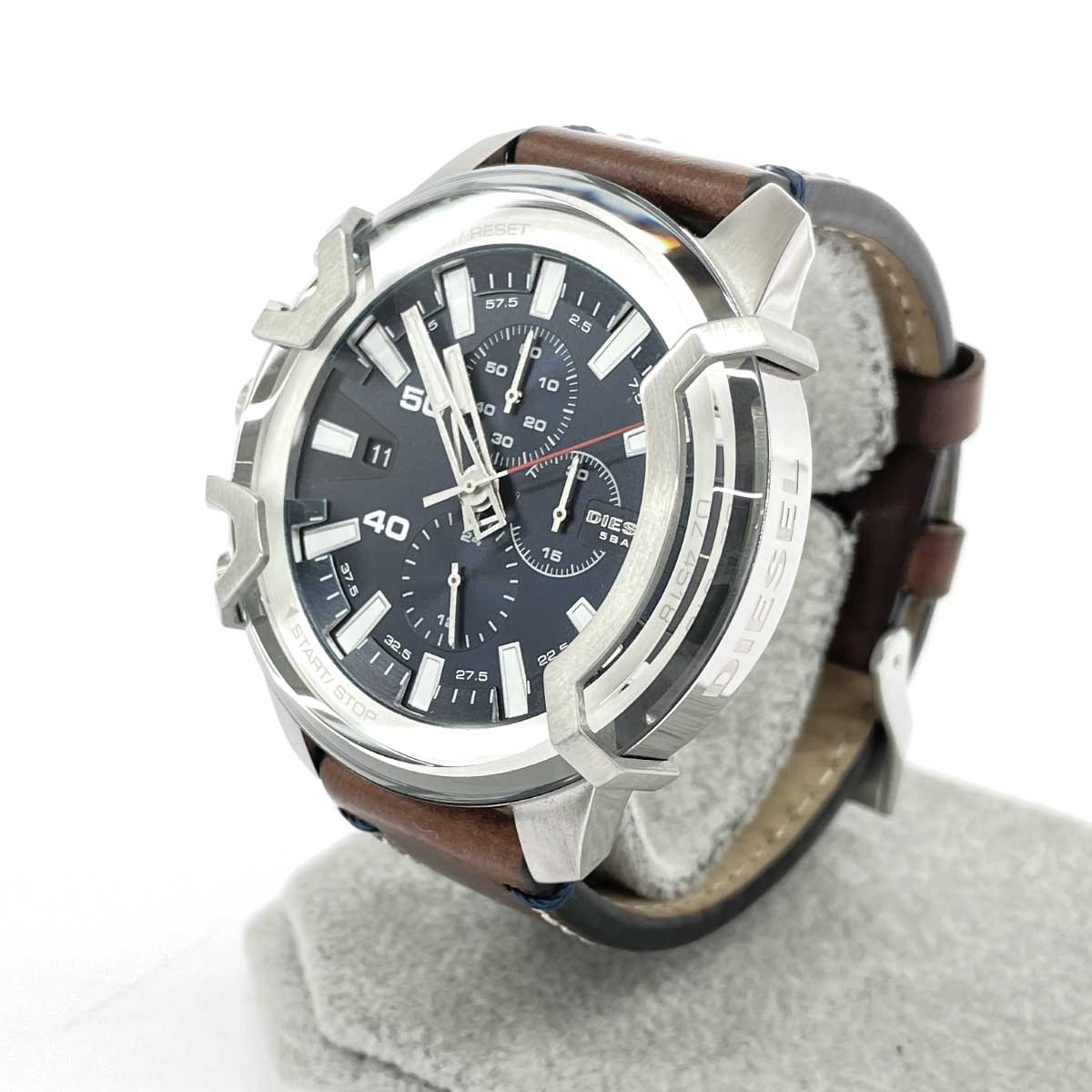 DIESEL ディーゼル 腕時計 グリフェド 良好 クロノグラフ/SS×レザー/ DZ4518 シルバーカラー×ブラウン メンズ【中古】