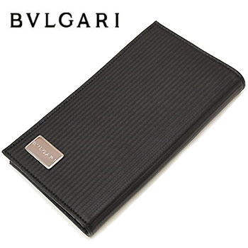 【BVLGARI】ブルガリ　財布　ブルガリ　長財布（小銭入れ付）ブラック　Mille Righe(ミレリゲライン)25550【送料無料】