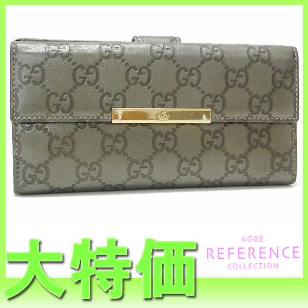 【GUCCI】グッチ METAL BAR(メタルバー) グッチシマ Wホック長財布 カーキ 112715 【中古】《あす楽対応》 02P123Aug12