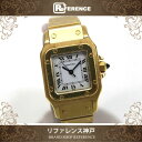 Cartier カルティエ サントスガルベ レディース腕時計 K18無垢 自動巻き ホワイト文字盤 KK 【中古】 カルティエ サントス レディース腕時計 金無垢