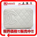 CHANEL シャネル A34717 コスメポーチ コットンクラブ 化粧ポーチ/シワ加工レザー アイボリー ホワイト レディース【中古】