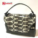 BOTTEGA VENETA ボッテガヴェネタ パイソン型押し チェーン付き ショルダーバッグ パイソン/パテントレザー ブラウン レディース【中古】