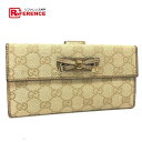 GUCCI グッチ 167464 Wホック長財布 PRINCY(プリンシー) GGキャンバス 長財布(小銭入れあり) キャンバス/レザー ゴールド レディース【中古】