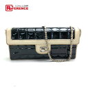 CHANEL シャネル シングルチェーン バイカラー チョコバー ショルダーバッグ エナメル ブラック レディース【中古】
