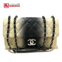 CHANEL シャネル フラップ Wチェーンショルダー マトラッセ25 CC ココマーク グラデーション ショルダーバッグ キャビアスキン ホワイト レディース【中古】