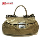 PRADA プラダ セミショルダー ロック金具 フラップ ショルダーバッグ レザー ブロンズ レディース【中古】