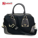 PRADA プラダ 2WAYバッグ ショルダーバッグ ロゴプレート ハンドバッグ ナイロン×レザー/ ブラック レディース【中古】