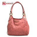 COACH コーチ F22485 肩掛け ハンドバッグ ホーボー レーザーカット アイレット ショルダーバッグ レザー ピンク レディース【中古】