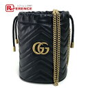 GUCCI グッチ 575163 巾着バッグ チェーンバッグ ミニ バケットバッグ GGマーモント ダブルG ショルダーバッグ レザー ブラック レディース 未使用 現行品【中古】