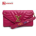 LOUIS VUITTON ルイヴィトン M63820 2つ折り長財布 ロングウォレット ニューウェーブ 長財布(小銭入れあり)スムースカーフレザー ピンク レディース【中古】