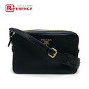 PRADA プラダ 1BH079 ポシェット ロゴ Wファスナー ショルダーバッグ レザー ブラック レディース 新品同様【中古】