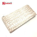 no brand ノーブランド L字ファスナー長財布 長財布(小銭入れあり)ヒマラヤ クロコダイル ホワイト系 レディース 未使用【中古】