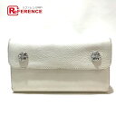 CHROME HEARTS クロムハーツ 3つ折り財布 ウェーブ・ウォレット・クロスボタン ファッション小物 長財布(小銭入れあり)ホワイトヘビーレザー ホワイト メンズ【中古】