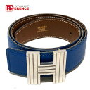 HERMES エルメス リバーシブル レディース Hベルト ベルト エプソン ブルー×ブラウン レディース【中古】