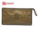 FENDI フェンディ ズッキーノ ヴィンテージ クラッチバッグ PVC×レザー ブラウン ユニセックス【中古】