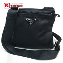 PRADA プラダ B7372 マチ無し ロゴプレート ショルダーバッグ ショルダーバッグ ナイロン レディース ブラック 【中古】