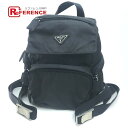 PRADA プラダ 三角ロゴプレート バックパック リュック・デイパック ナイロン レディース ブラック 【中古】