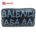 BALENCIAGA バレンシアガ 510477 グラフィティ ジップアラウンド 長財布(小銭入れあり) レザー レディース ブラック×グレー 【中古】