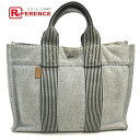 HERMES エルメス ニューフールトゥPM ハンドバッグ トートバッグ キャンバス ユニセックス ライトグレー×ブラック 【中古】