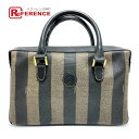FENDI フェンディ ペカン ミニボストン型 ハンドバッグ PVC×レザー レディース ブラウン系×ブラック 【中古】