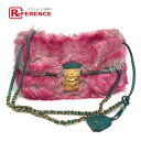 MIUMIU ミュウミュウ RR1780 Wチェーンショルダーバッグ ショルダーバッグ フェイクファー /レザー レディース ピンク系 【中古】