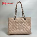 CHANEL シャネル A50995 CC ココマーク マトラッセ チェーン GST トートバッグ キャビアスキン レディース ピンク 【中古】