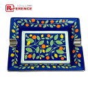 HERMES エルメス 植物柄 アッシュトレイ インテリア小物 灰皿 陶器 ユニセックス ブルー×マルチカラー 新品同様 【中古】