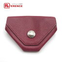 HERMES エルメス ル ヴァンキャトル 小銭入れ 財布 コインケース ヴォーエプソン レディース ルージュアッシュ【推定】 ボルドー系×シルバー金具 【中古】