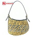 FENDI フェンディ 8BR248 ズッカ FF柄 レオパード ポーチ ワンショルダー ハンドバッグ キャンバス/レザー レディース イエローベージュ×ブラック 【中古】