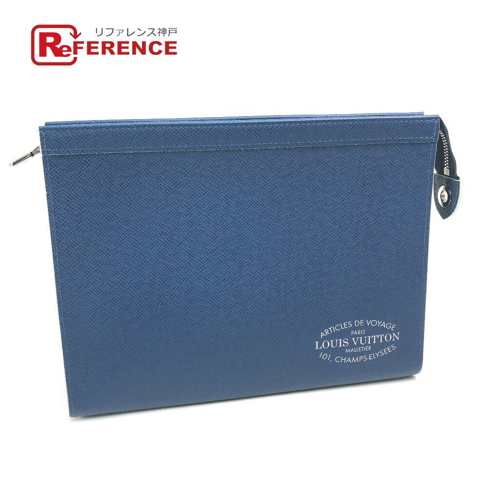 LOUIS VUITTON ルイヴィトン M30399 タイガ ポシェット ヴォワヤージュ MM カバン クラッチバッグ ポーチ セカンドバッグ タイガレザー メンズ コバルト ブルー 【中古】
