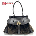 FENDI フェンディ 8BN144 FFズッカ ボルサマジック ワンハンドル ハンドバッグ ベロア/レザー レディース ブラウン 【中古】