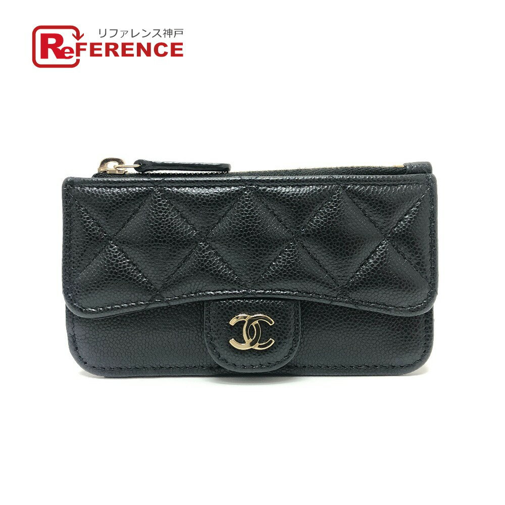 CHANEL シャネル AP2570 ココマーク マトラッセ クラシック ジップ カードケース コインケース 財布 ウォレット 小銭入れ コインケース キャビアスキン レディース ブラック 未使用 【中古】
