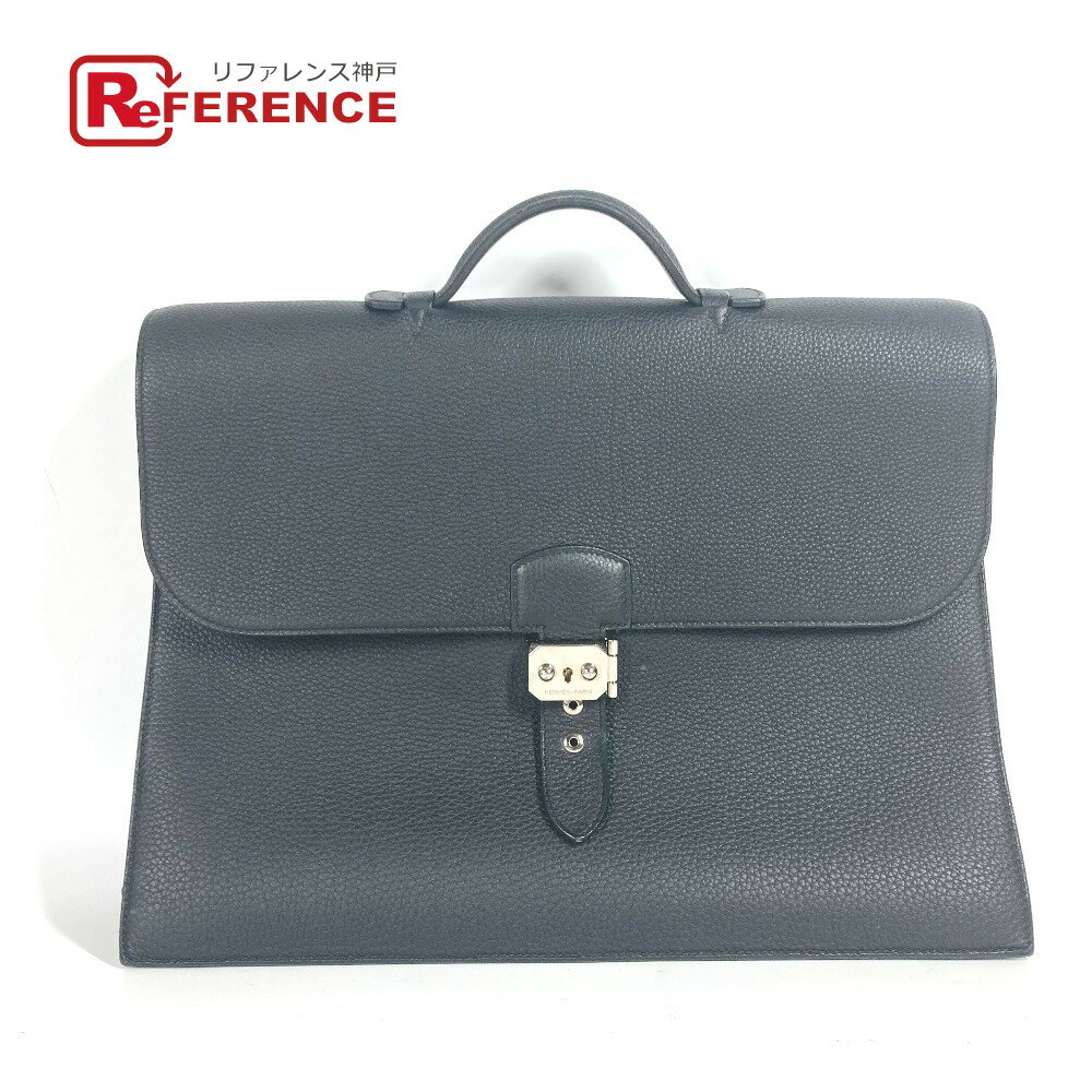 HERMES エルメス ブリーフケース サックアデペッシュ 38 ハンドバッグ カバン ブリーフケース ビジネスバッグ トゴ メンズ ブラック 【中古】