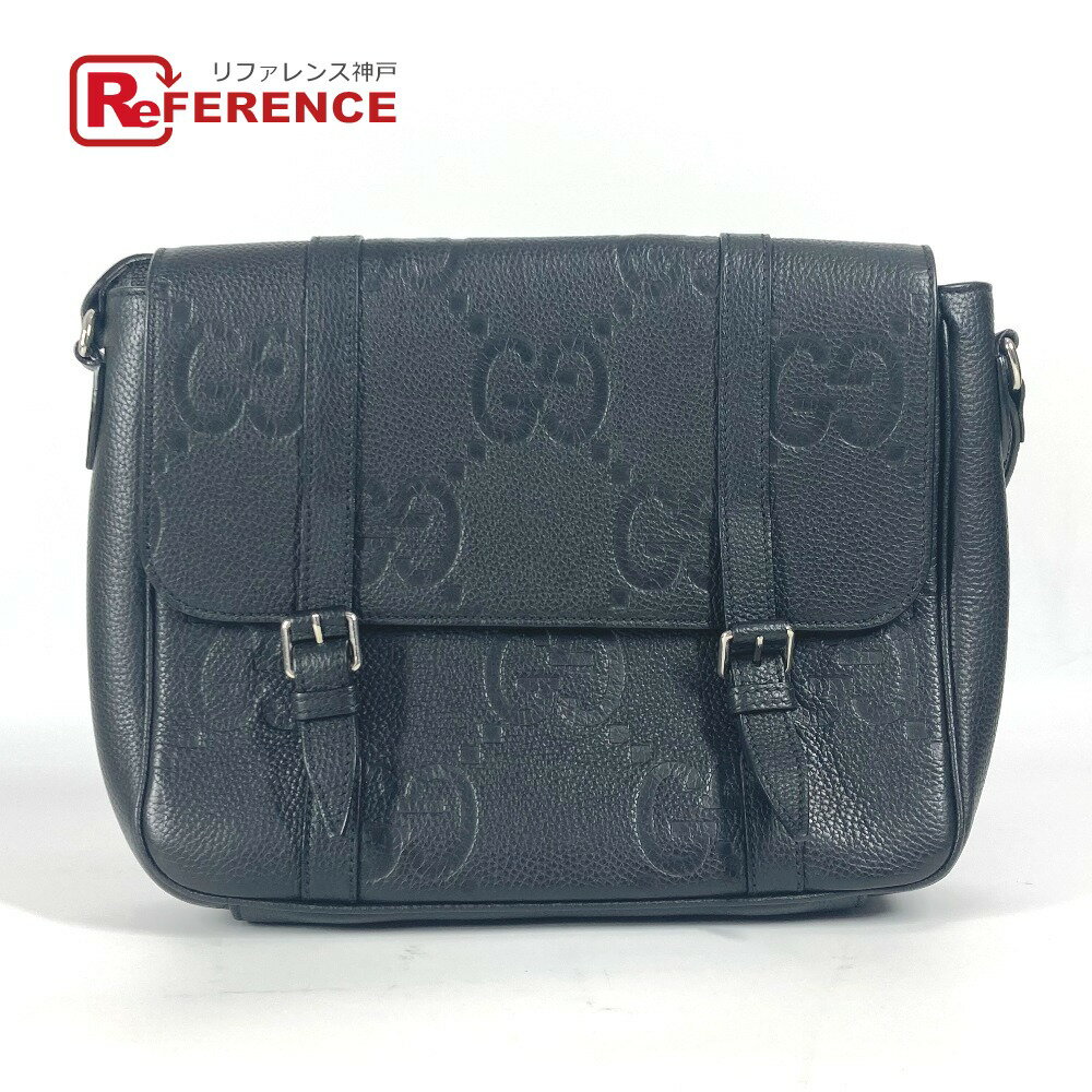 GUCCI グッチ 760234 GG JUMBO MD ジャンボGG ミディアム メッセンジャーバッグ カバン 斜め掛け ショルダーバッグ レザー ユニセックス ブラック 【中古】