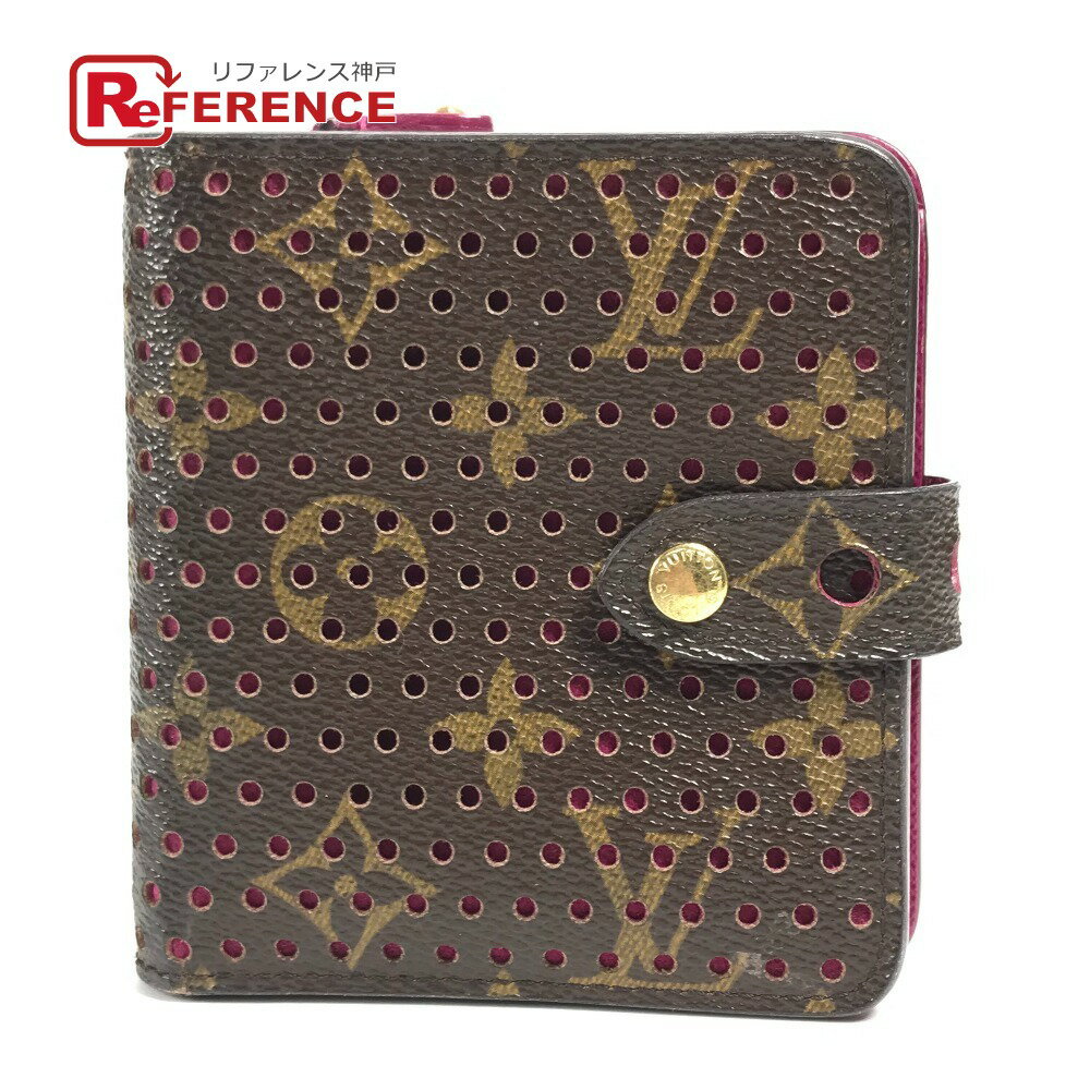 LOUIS VUITTON ルイヴィトン M95188 モノグラムペルフォ コンパクトジップ コンパクトウォレット 財布 2つ折り財布 モノグラムキャンバス レディース フューシャ ピンク 【中古】