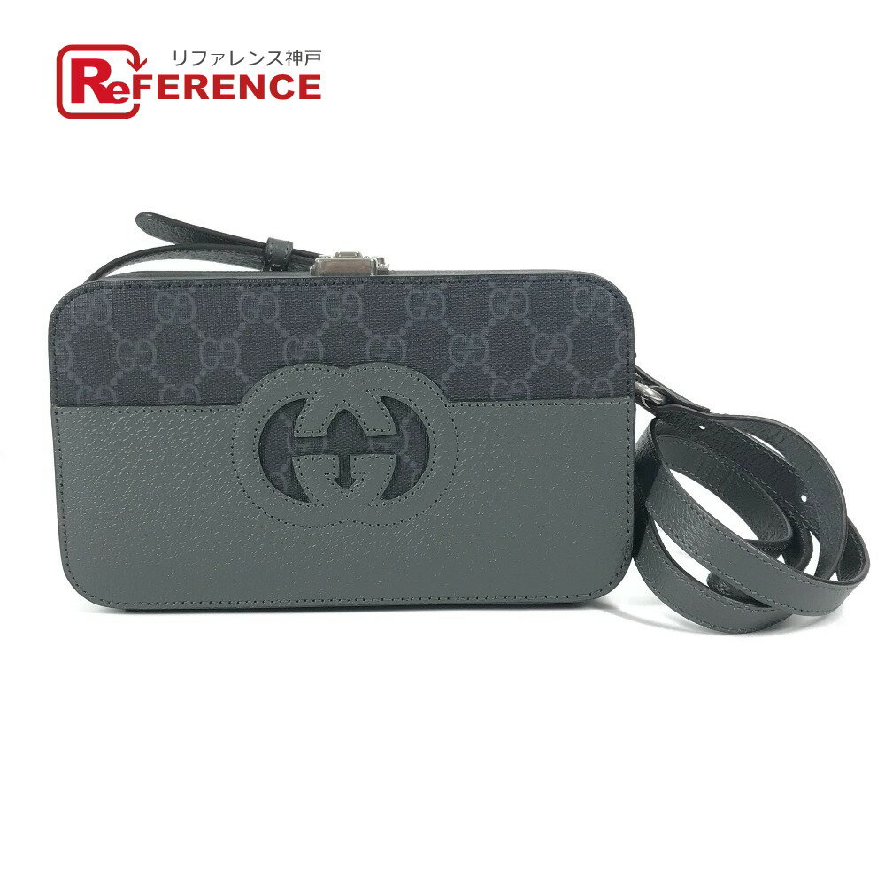 GUCCI グッチ 725341 GGスプリーム カットアウト インターロッキングG カバン 斜め掛け ポシェット ショルダーバッグ GGスプリームキャンバス /レザー ユニセックス グレー 未使用 【中古】