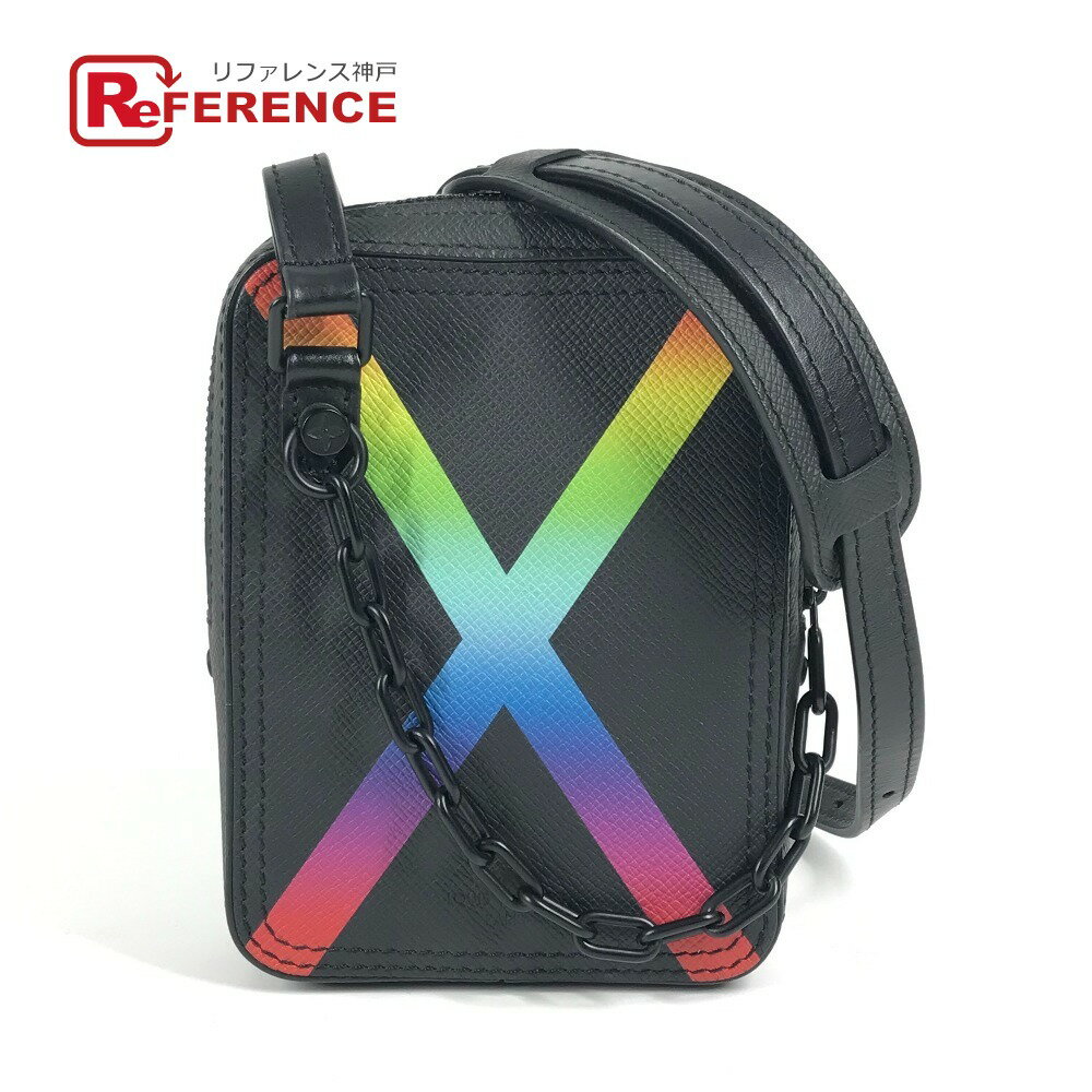 LOUIS VUITTON ルイヴィトン M30332 タイガ レインボー ダヌーブ・メッセンジャー カバン 斜め掛け ポシェット ショルダーバッグ タイガレザー ユニセックス ブラック 【中古】