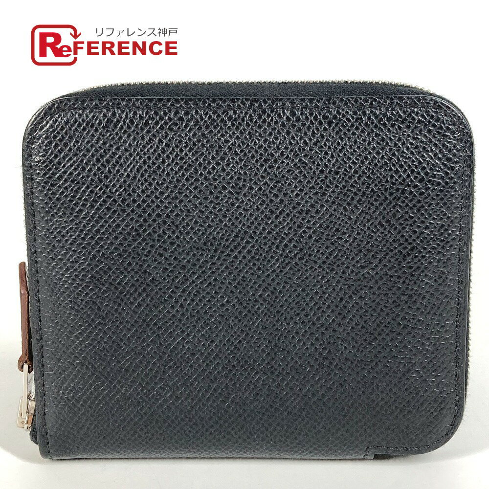 HERMES エルメス アザップコンパクト 財布 ウォレット 小銭入れ ラウンドファスナー コインケース エプソン ユニセックス ブラック 【中古】