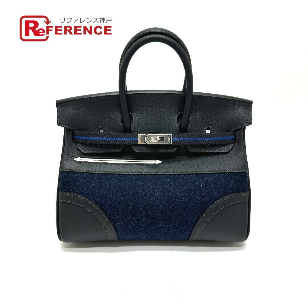 HERMES エルメス バーキン25 ゴーチーム カバン ハンドバッグ レディース ブルーニュイ/ブラック ネイビー 【新品】